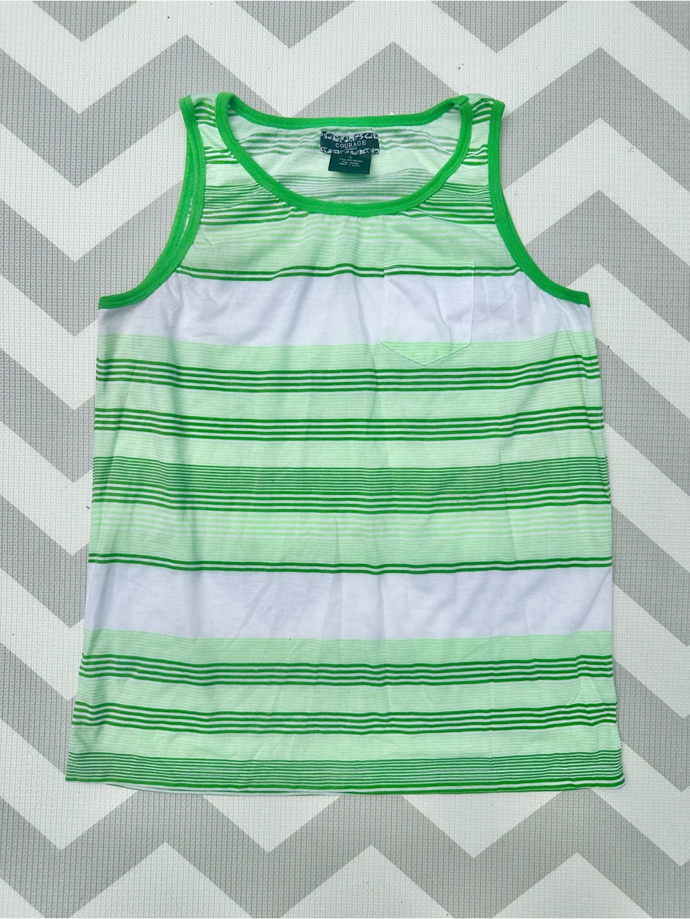 Green & White Striped Men’s Tank